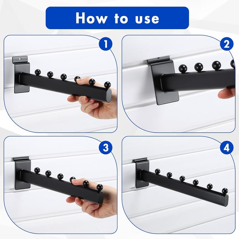 Yaocom 10 Pack 6 Ball Waterfall for Slatwall, 12 Inch Oval Tube Slat Wall Hanging Hooks Slatwall Hooks and Hangers Slat Wall Accessory for Clothing Retail Garage Shop Display (Black) - Image 5